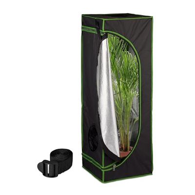 Relaxdays Tenda per Coltivazione Idroponica, Serra per Piante da Interno, Telo Riflettente HLP: 120x40x40 cm, Nero Verde