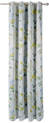 Albani Curtain with 8 Eyelets / Naomi1/ 245 x 135 cm, White/Yellow, 245x135 cm