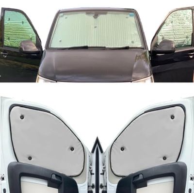 Thermal Blinds Compatible With Skoda Karoq (Years 2017-Date) (Front Set) With Backing Colour in Light Grey, Reversible