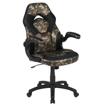 Flash Furniture Chaise de Jeu à Dossier Haut, Fauteuil de Bureau Ergonomique, avec accoudoirs réglables et Tissu en Maille, idéale comme Chaise de Joueur, pour la Maison et Le Bureau, Camouflage