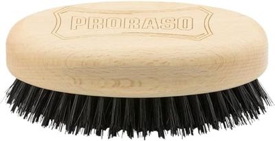 Proraso Escova de cabelo militar para barba, escova antipuxões para desembaraçar e pentear a barba e o cabelo, escova barba com cabo de madeira