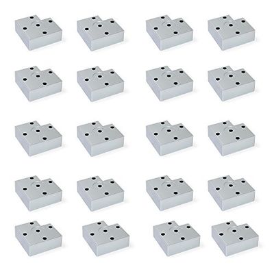 EMUCA Pés para móveis de plástico cinzento metalizado, pernas para móveis, lote de 20 pés de altura 30 mm