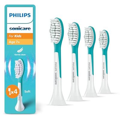 PHILIPS Sonicare for Kids, testine di ricambio originali per i bambini dai 7 anni in su, confezione da 4, HX6044/90