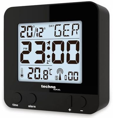 Technoline 235-Funkwecker Schwarz WT 235 - Rádio despertador com sensor tátil, preto, 8 x 2,5 x 8 cm