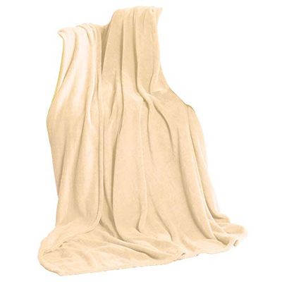 CelinaTex fluffig XL gosig filt 220 x 240 cm beige filt soffa levande filt mjuk mikrofiber fleece OEKO-TEX TV-filt