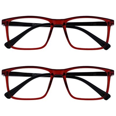 OPULIZE Ink 2 Pacco Occhiali Da Lettura Grande Buio Rosso Uomo Donna Cerniere Molla Rr4-Z +2,50-58 Gr