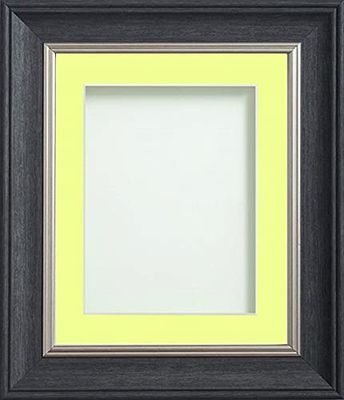 Frame Company Drummond Range Charcoal 20x16 inch Picture Photo Frame with Lemon Bon Bon Mount for Image A3 * Choice of Sizes* Fitted with Real Glass