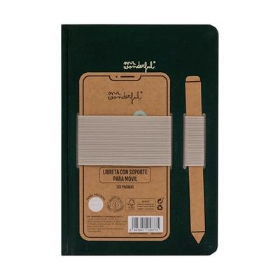 Mr. Wonderful - Carnet A5 avec support pour téléphone portable - Dite et fait - Carnet A5-120 pages en papier ligné 90 g/m²
