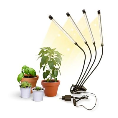 Mobiclinic®, Kweeklamp, Plantenlamp LED, GrowFlex X4, 3 modi, 6000K, 10 helderheidsniveaus, 4 koppen, Groeilamp led full spectrum, Timer, 360° draaibaar, 80W, Flexibel, Kamerplanten, USB