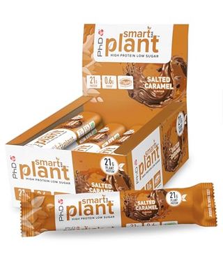 PhD Nutrition | Smart Bars hyperprotéinées | Vegan | Faible en sucre| Pour sportifs ou en snack| Saveur Caramel au beurre salé | 12x64g