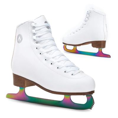 ATTABO Patins Artistiques Lily pour Femme Couleur Blanc Taille 40 UE Patins Niveau Intermédiaire Fermeture à Lacets Soutien Ferme de la Cheville