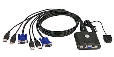 ATEN CS22U 2-Port USB Cable KVM Switch UK | 1 KVM Market Leader, black