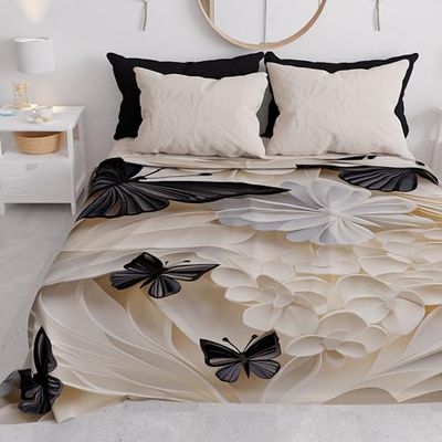 PETTI Artigiani Italiani - Sprei voor eenpersoonsbed, lente en zomer, lichte deken voor eenpersoonsbed, Mariposa 5, 100% Made in Italy