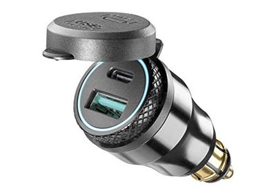 INTERPHONE ACCDIN2USBTYPEC - Adattatore per Moto in Alluminio da DIN 12 V a USB e Type C