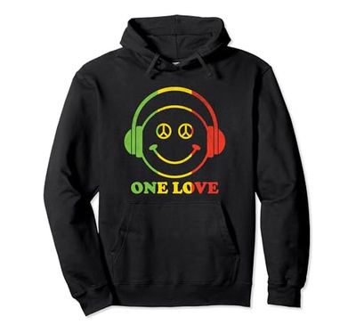 One Love Rasta Reggae Auriculares Peace Smile Face Rastafari Sudadera con Capucha