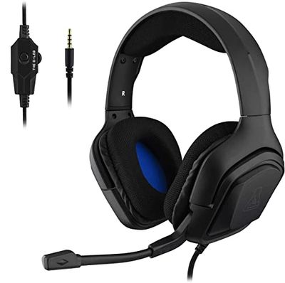 THE G-LAB Korp COBALT Cuffie da Gaming PS4 - Microfono Cuffie Stereo, Ultra Leggero, Cuffie per Basso Elettrico - Mic Jack da 3,5 mm per PC PS4 PS5 Xbox One Mac Nintendo Switch Smartphone (Nero)