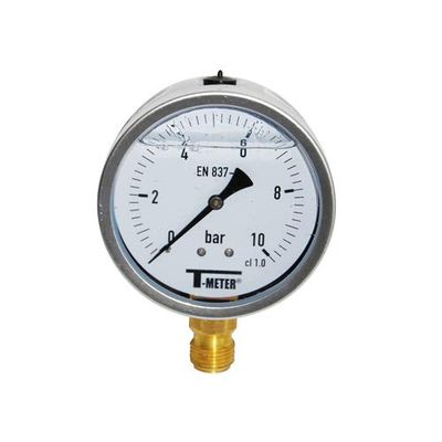 Syveco 1615013 Série 1615 Boîtier en acier inoxydable avec indicateur de pression pour salle de bain, radial, 1/2" BSP 100 mm de diamètre, 0/250 bar
