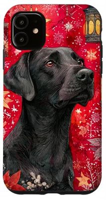 Black Lab Labrador Dog Christmas Holiday Artwork Case for iPhone 11