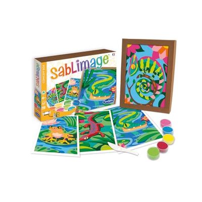 Sentosphère 3908819 Sablimage, Sandbilder-Mal-Set für Kinder, Motiv Reptilien und Frosch, DIY Bastelset, Kreativset, Sandmalset ab 4 Jahren