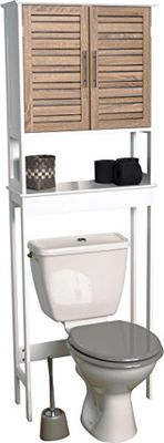 TENDANCE 9904306 Meuble Dessus Toilettes WC - 2 Portes et 1 Tablette - Aspect Chêne Vieilli