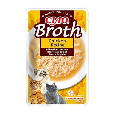 INABA Caldo Churu, caldo para gatos, receta de aperitivos de pollo, premios con proteínas animales, sin cereales, conservantes, colorantes, lima, 1 x 40 g