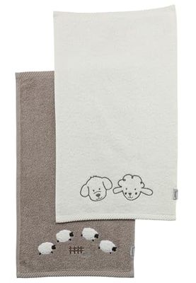 Sterntaler Set di 2 asciugamani per bambini, in cotone assorbente, piacevole sulla pelle, con bellissimi bordi e applicazioni, color sabbia
