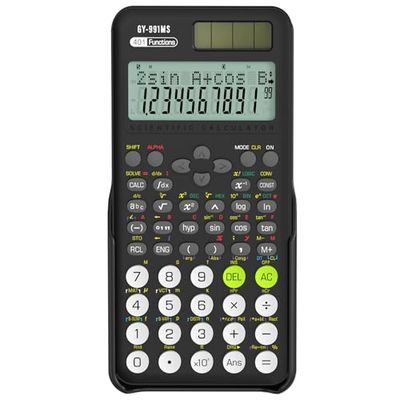 Calculadora científica para Estudiantes, calculadora científica 991 MS para Suministros de Escuela Media y preparatoria con Cubierta (Negro)