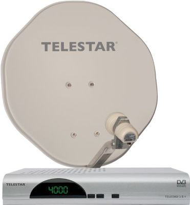 Telestar Alurapid 45 1-deelnemer satelliet-compleet systeem (incl. 45 cm spiegel, single-LNB, satellietontvanger Teledigi 3 S+) beige