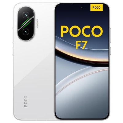 POCO F7 Smartphone, 12+512GB, White, Flagship Snapdragon® 8s Gen 4, 6500mAh battery, 50MP Sony camera with OIS, 6.83" 1.5K 120Hz AMOLED display (No power adapter included)