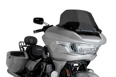 Puig 22108F High-Road Touring Windshield– Aerodynamic Protection and Sleek Design for Harley Davidson Road Glide FLTRX 2024, Dark smoked