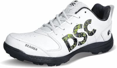 DSC Beamer Professional Cricket Shoes for Men | Toe and Heel Protection | Supersoft and Flexibility | Rubber Outsole | Durability | Lightweight Outsole (Grey/White, Size: EU 44, UK 10, US 11)