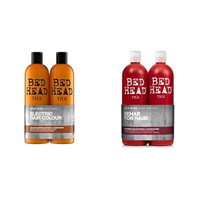 Bed Head by Tigi Colour Goddess shampooing et après-shampooing pour cheveux colorés, lot de 2x750 ml & Urban Antidotes Resurrection, shampooing et après-shampooing pour cheveux abîmés, lot de 2x750 ml