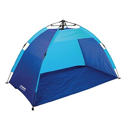 Idena 40233-Pensilina da Spiaggia Protezione UV 40+, Automatica, Circa 1,9 x 1 x 1,1 m, con Borsa di Trasporto, Tent Unisex-Adult, Blue