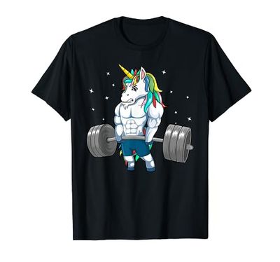 Unicorno sollevamento pesi fitness palestra Deadlift divertente regalo Maglietta