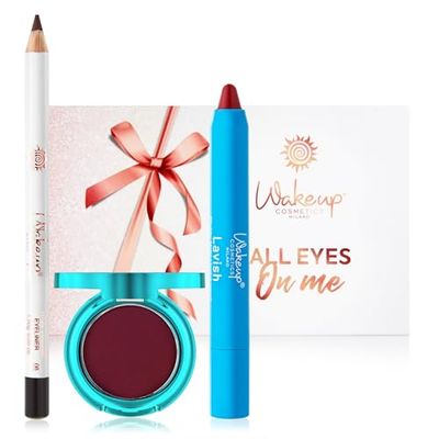 Wakeup Cosmetics - ALL EYES ON ME - 1 Rossetto Opaco e Vellutato (Lavish 02) + 1 Matita Occhi (Black Diamond 8) + 1 Ombretto Opaco (Color Vibe 02)