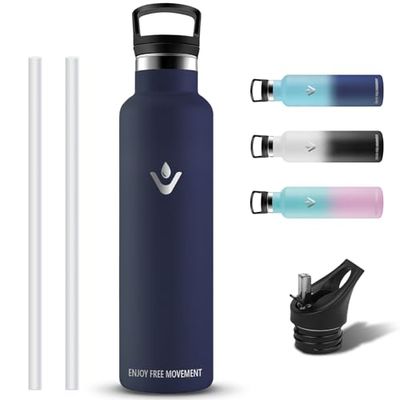 Borraccia Termica, Borraccia 1 litro, Senza BPA, Borraccia con Cannuccia, Senza Perdite, Bottiglia Termica, Borraccia Acciaio Inox, Isolato Sottovuoto, Borracce per Sport, Campeggio, Palestra, Yoga