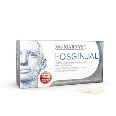 Marnys Fosginjal Ginseng y Jalea Real, Para Agilidad Mental y Física, Vitalidad en Cuerpo y Mente, 30 Cápsulas