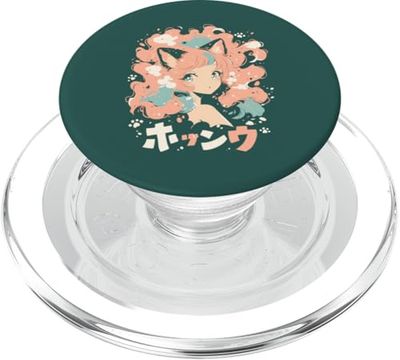 Anime Waifu Lindo Anime el manga Gato Chica Dulce Retro Japón PopSockets PopGrip para MagSafe