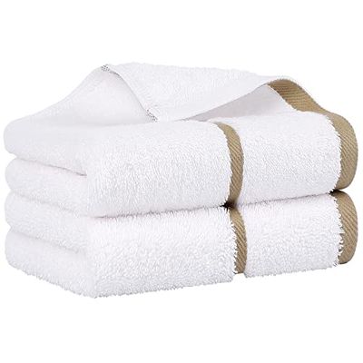 PiccoCasa Set di 2, asciugamani di lusso bianchi da 750 g/m², grandi dimensioni 40,6 x 76,2 cm, asciugamani per il viso in cotone filato ad anello, altamente assorbenti, per casa, hotel, spa, a