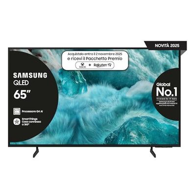 Samsung Smart TV 55'' QE55Q7F5AUXZT QLED 4K, Q4 AI Processor, 4K Upscaling, OTS Lite, Slim Look Design, 2025, 55", Q7F5 BASE CENTRALE