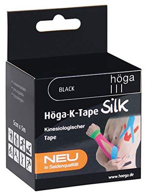 Höga-K-Tape-Silk Ruban adhésif de qualité soie Noir 5 cm x 5 m