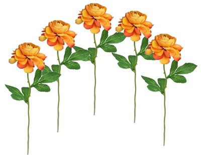 Kunstbloemen, ranonkels, set van 5, 35 cm, kunstmatig als echte ranonkels, bloemen, decoraties, bloemendecoratie, lentebloemen, paasdecoratie, zijden bloemen, enkele bloemen, steelbloemen,