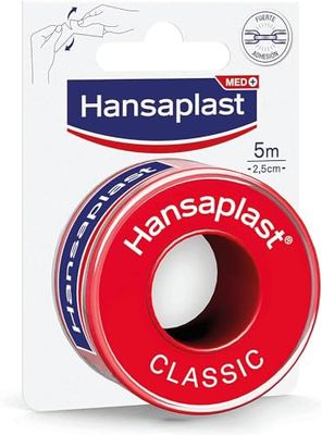 Hansaplast Esparadrapo clássico, fita adesiva resistente para cobrir feridas, adesivo hipoalergénico e confortável que rasga à mão, 1 unidade