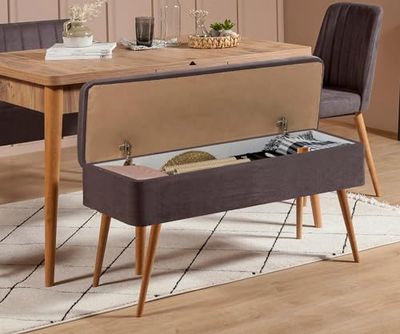 Dmora - Banc Alph, Banc Polyvalent, Sièges pour Les invités, Coffre Multifonctionnel, 90x39h40 cm, Noyer et Anthracite