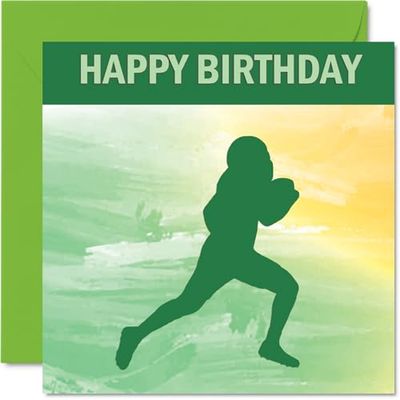 American Football Sport Birthday Cards - Boys in Sports - Happy Birthday Card for Boy Son Brother Grandson Nephew Uncle Cousin, 145mm Bday Greeting Cards