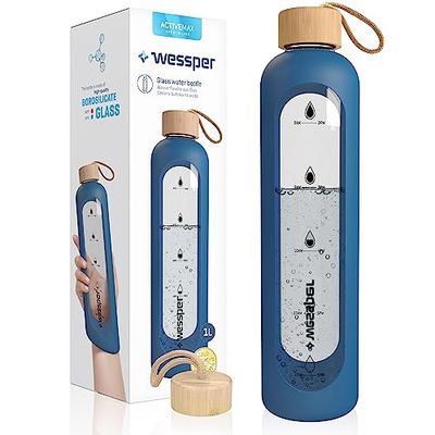 Wessper Active Max Crystalline Bidon, Szkło, Niebieski, 1 l