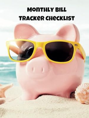 Monthly Bill Tracker Checklist: Bill Payment Log Book Piggy Bank on the Beach