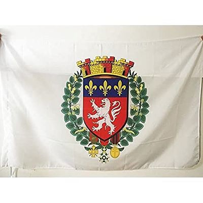 AZ FLAG Bandiera Città di LIONE 150x90cm - Bandiera di Lyon - RODANO 90 x 150 cm Foro per Asta