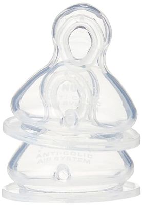 NUK First Choice+ Baby Bottle Teat, 6-18 Months, Silicone with Medium Feed Hole, Anti-Colic, 2 Count
