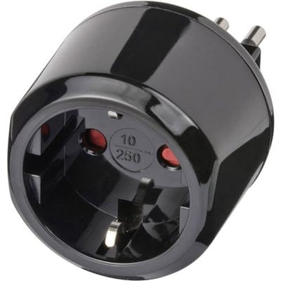 Brennenstuhl Adaptador de tomada de viagem para ligar conector de terra na Itália / tomada italiana ou euro (adaptador tomada para ligar conector à terra na Itália) preto